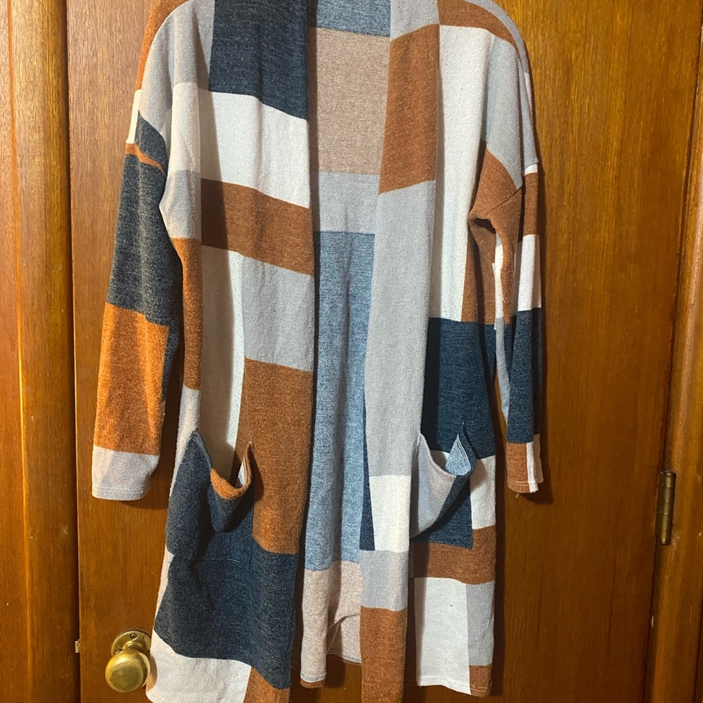 Chic Colorblock Open‎ Front Cardigan
